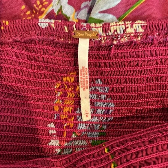 Free People Floral Peasant Dress with Handkerchief Hem - Picture 3 of 4